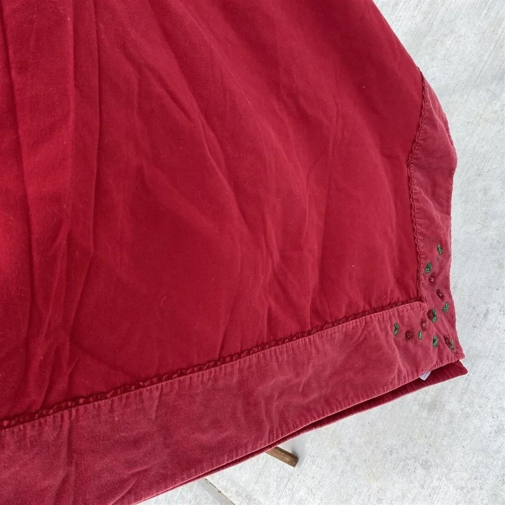 Christmas Tablecloth Coverlet Blanket Target 2009 Velvet Trim Corner Flower Trim